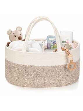 Baby Diaper Caddy Organizer Cotton Rope Storage Basket Nursery Bin Portable